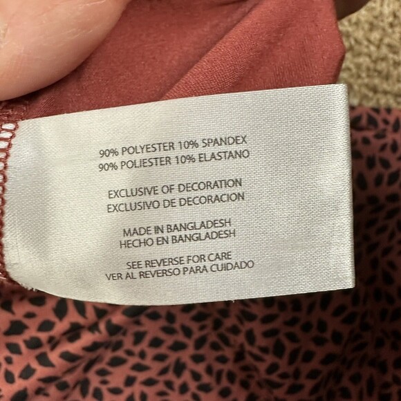 Eddie Bauer Womens M Skirt A Line Faux Wrap Rust Brown Black Spots Leaf - Picture 6 of 10